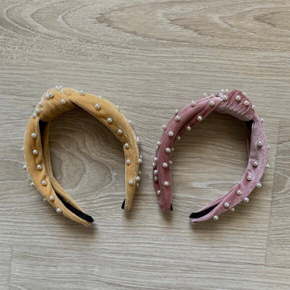 Velvet faux pearl head bands - Picture 2 of 4